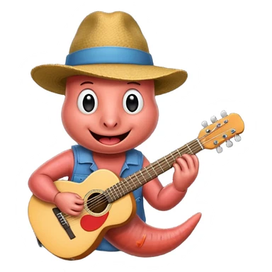 Earthworm playing guitar sticker