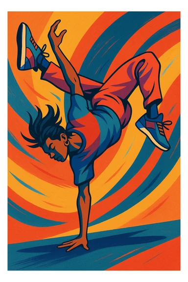 illustration of a person performing acrobatic moves, style 2 sticker