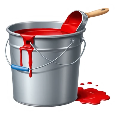 paint bucket, only bucket, spilled paint, red color,with out brush sticker