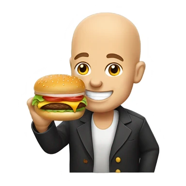 Happy bald man eating a burger and drinking bourbon  sticker