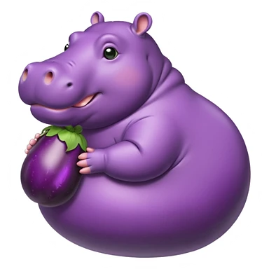 Fat hippo on eggplant sticker