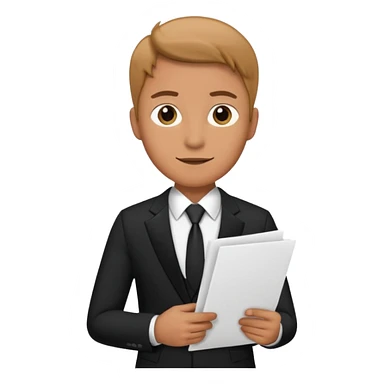 a man in a formal suit walks with papers in his hands sticker