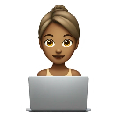 Tan girl on laptop sticker