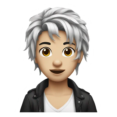 messy black hair white skin, and face piercings sticker