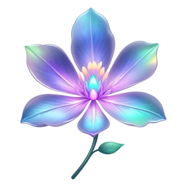 Dark Pastel iridescent transparent bio-luminescent flower sticker