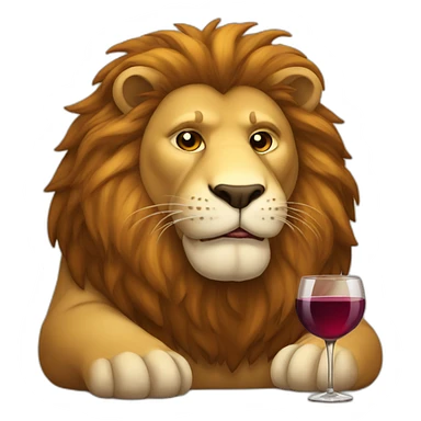 Fat lion with a glass of wine sticker
