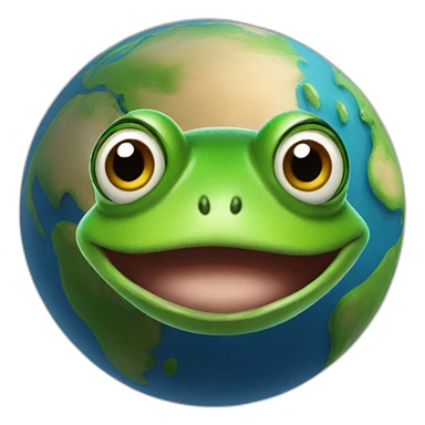 planet Earth with a cartoon frog face with big courageous eyes sticker