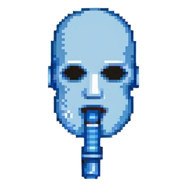 Pixelated blue mouthpiece with breathing tube and nose clip for VO2 max testing, no face sticker