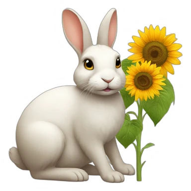 Rabbit with a sunflower sticker