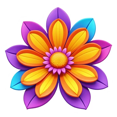A large 3D style psychedelic colored flower sticker