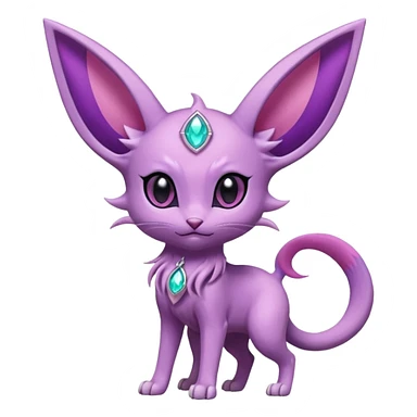 Espeon pokemon with pink jewel in middle forehead and spilt end tail with two ear like flaps coming out 
of cheeks
(full body) sticker