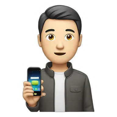 china man with smartphone sticker