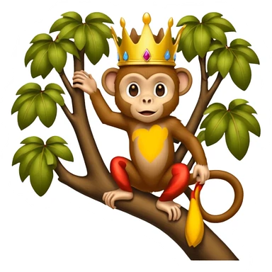 Kral taçlı ağaca çıkmış maymun sticker