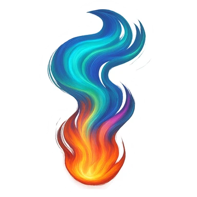 flame with a swirling aurora effect, digital illustration, no background sticker