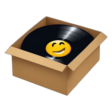 vinyl record in a cardboard box sticker