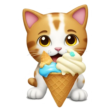 Kitty eating ice cream sticker