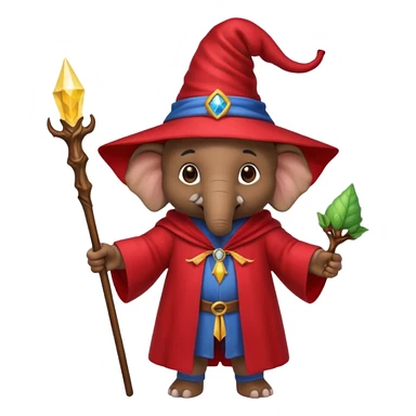 Elephant strawberry wizard sticker