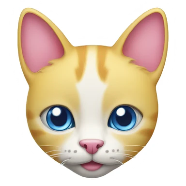 Yellow cat with pink nose and a white muzzle  and blue eyes  sticker