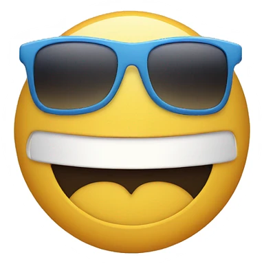 A smiling face with sunglasses, cartoon-style sticker