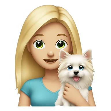 Blonde girl blue eyes holding spitz  sticker