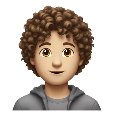 realistic boy in 4k, curly hair white skin and brown eyes sticker