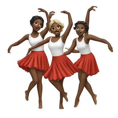 Four white dancing girls sticker