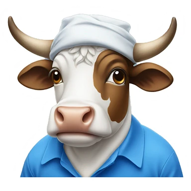 Cow wearing a blue and white polo shirt and also is a Sikh  sticker