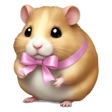 full body hamster with light pink ribbon bow sticker