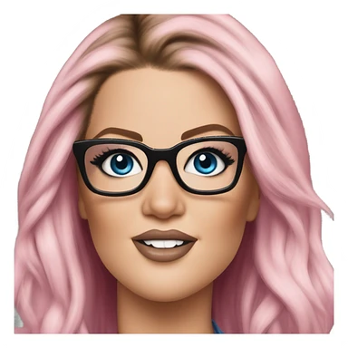 Photo Realistic khloe kardashian stylish pink hair BLUE eyes and glasses rock chick sticker