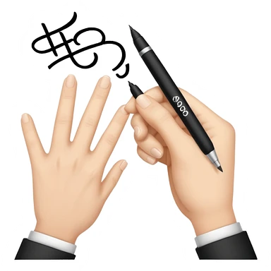 Ανοιγουν χερια και γραφει την λεξη συμβολισμος sticker