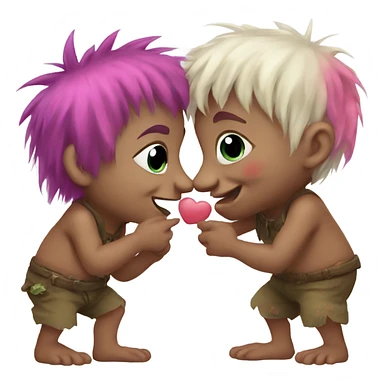 Cute kissing trolls sticker