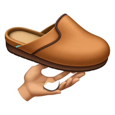Hand holding a slipper sticker
