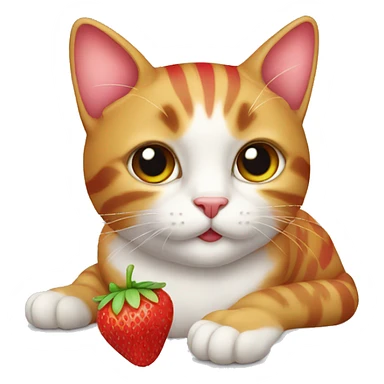 Cat strawberry sticker