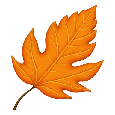 Flat Orange one leaf  sticker