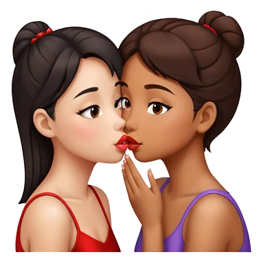 Chinese girl and brown girl kissing on the lips sticker