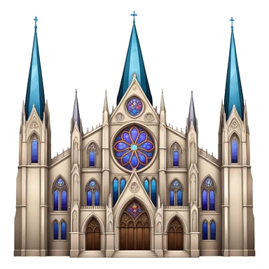 gothic cathedral with stained glass windows and spires sticker