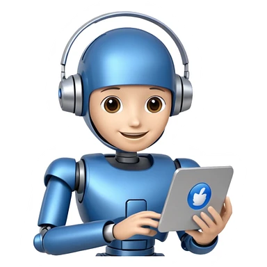 artificial Inteligence robot that is working in customer care and checking social media sticker