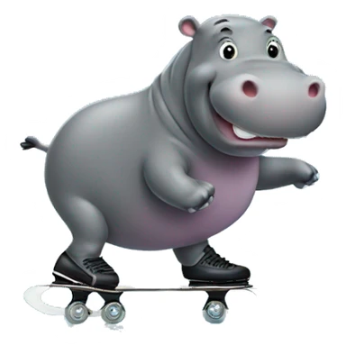 Hippo ice skating  sticker