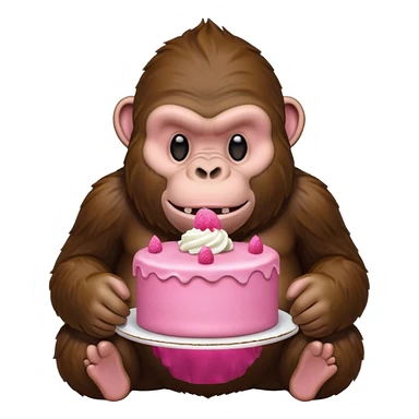 Large ape eating pink cake  sticker