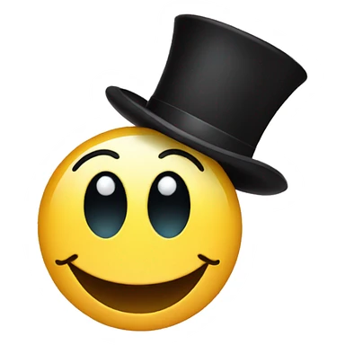 A smiley face with a top hat with long eyes sticker