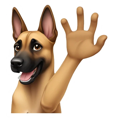 malinois say hello with hand sticker