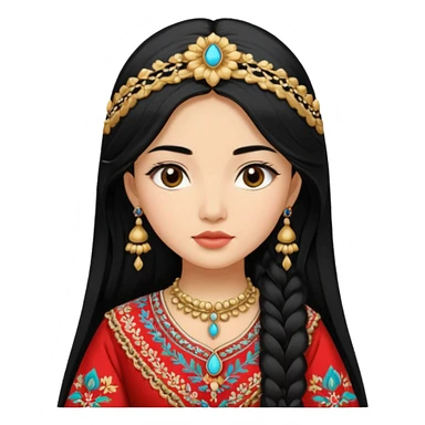 Uzbek girl who has long black hair and beautiful traditional dress sticker