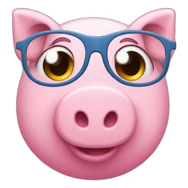 Pink piggy girl with glasses and blue eyes sticker