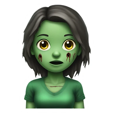 Brunette zombie girl in horror green  sticker