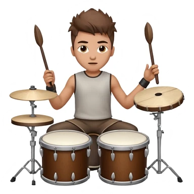  young, drummer male with brown wolfcut (long, 80s hairstyles) sticker