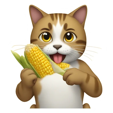 Cat eating corn sticker