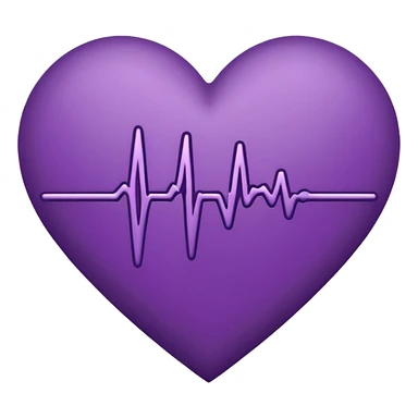 heart pules tech with the pules symbol in the middle, make the hart dark purple. dark outline sticker