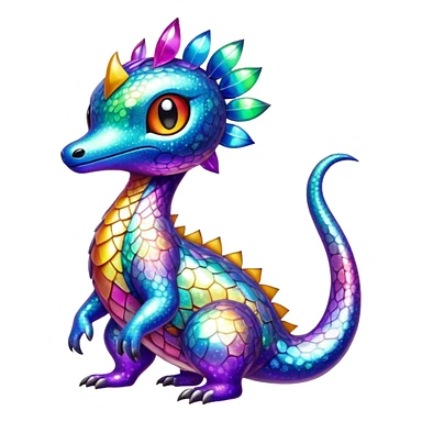 Randomly-colored sparkly exotic Fakémon-creature with random patterns sticker