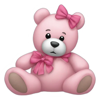 pink bow teddy bear solo sticker