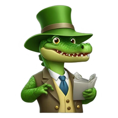 Professor crocodile with a hat teaching finance sticker